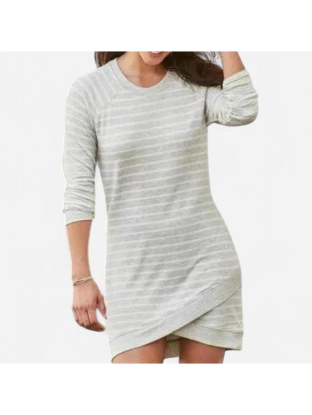 Athleta Stripe Long Sleeve Dress L | Thumb Holes | Sporty Athleisure